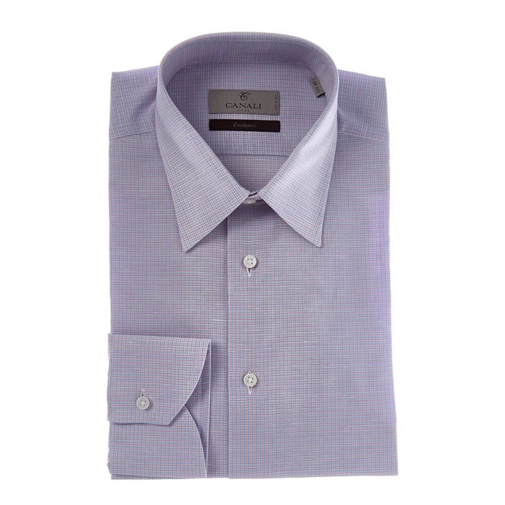 Canali Mens  Linen-Blend Dress Shirt, Blue